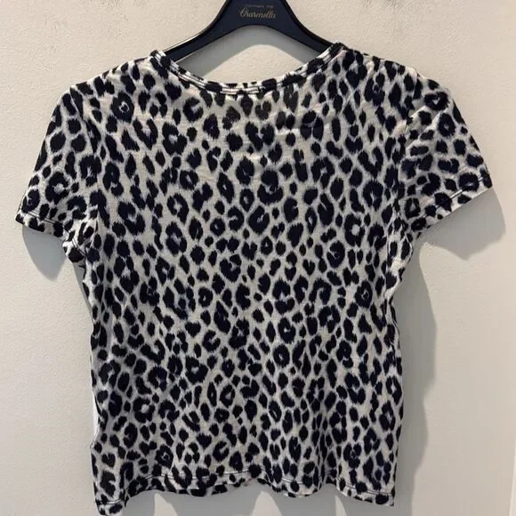 A.L.C. Women's  Leopard Print Short Sleeve Top slightly Cropped size Small - Picture 2 of 8
